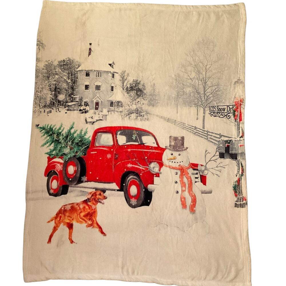 Fleece Throw Dog Truck Christmas Tree Snowman Mailbox NWOT